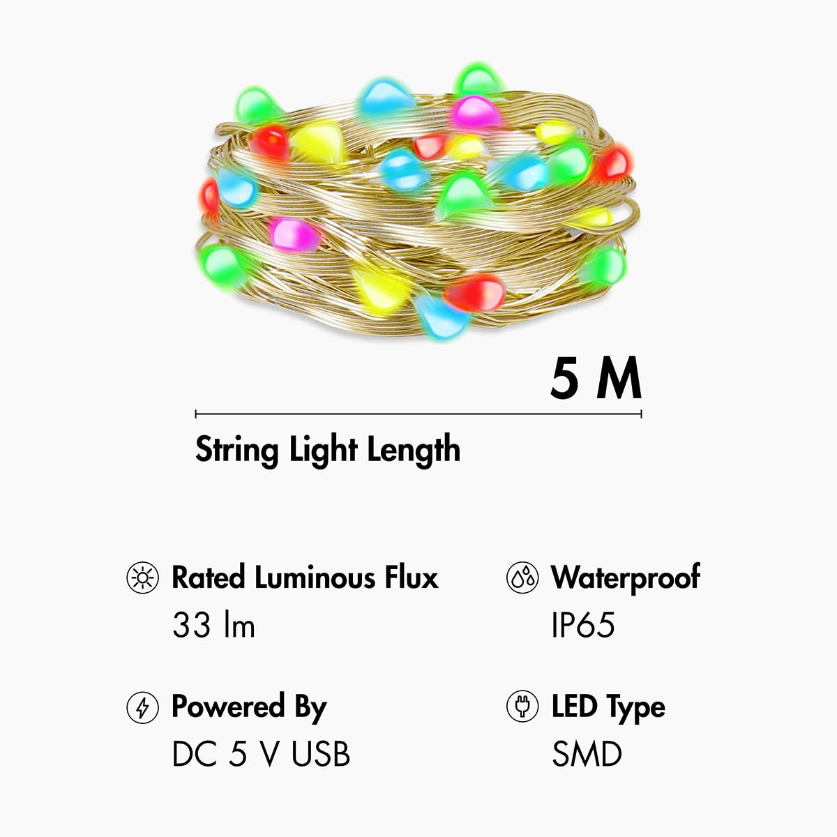 LogiLink SH0130 - Wi-Fi Smart Home łańcuch świetlny RGB z pilotem zdalnego sterowania, kompatybilny z Tuya, obsługuje Amazon Alexa i Google Home, 5 m