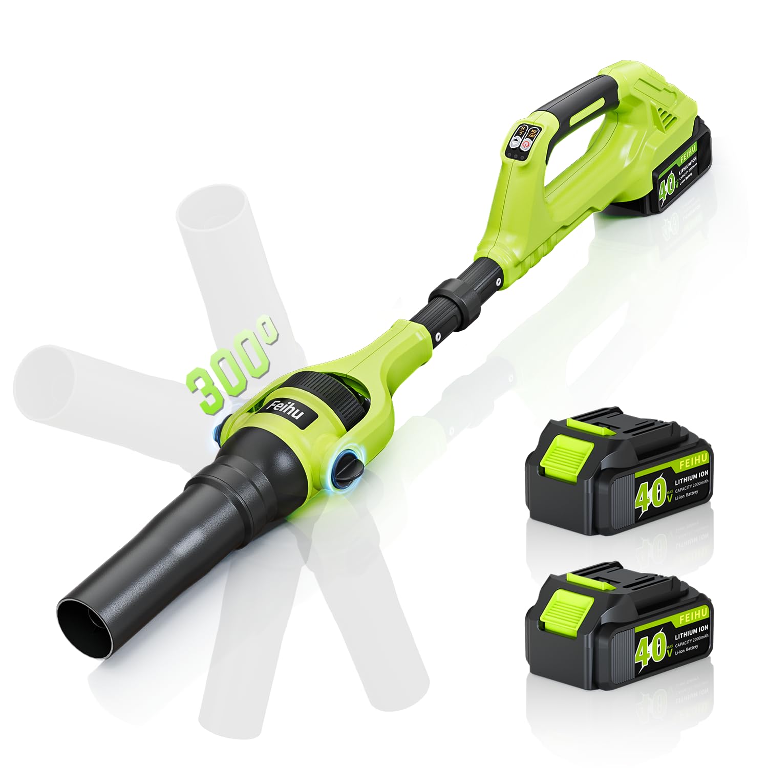 Leaf Blower Cordless,40V Leaf Blowers Brushless 300° Rotatable Blower Tube 580 CFM 180 MPH and 2 Speed Electric Powered Leaf Blower for Women,Elder,