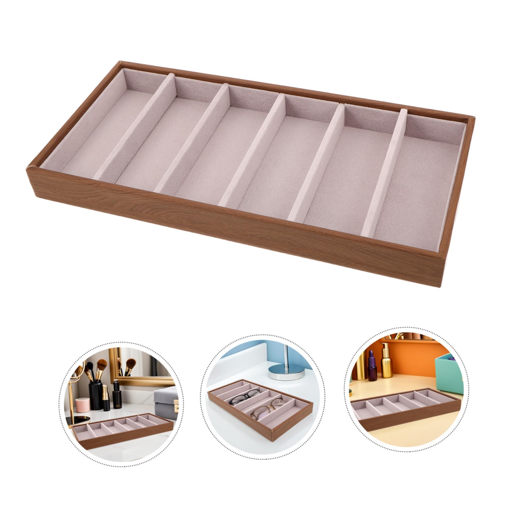 Organizador de Gafas y Joyas Multifuncional de Madera con Bandeja Rígida para Escritorio Funda Protectora para Gafas de Sol y Accesorios Resistente y Fácil de Limpiar para Hogar y