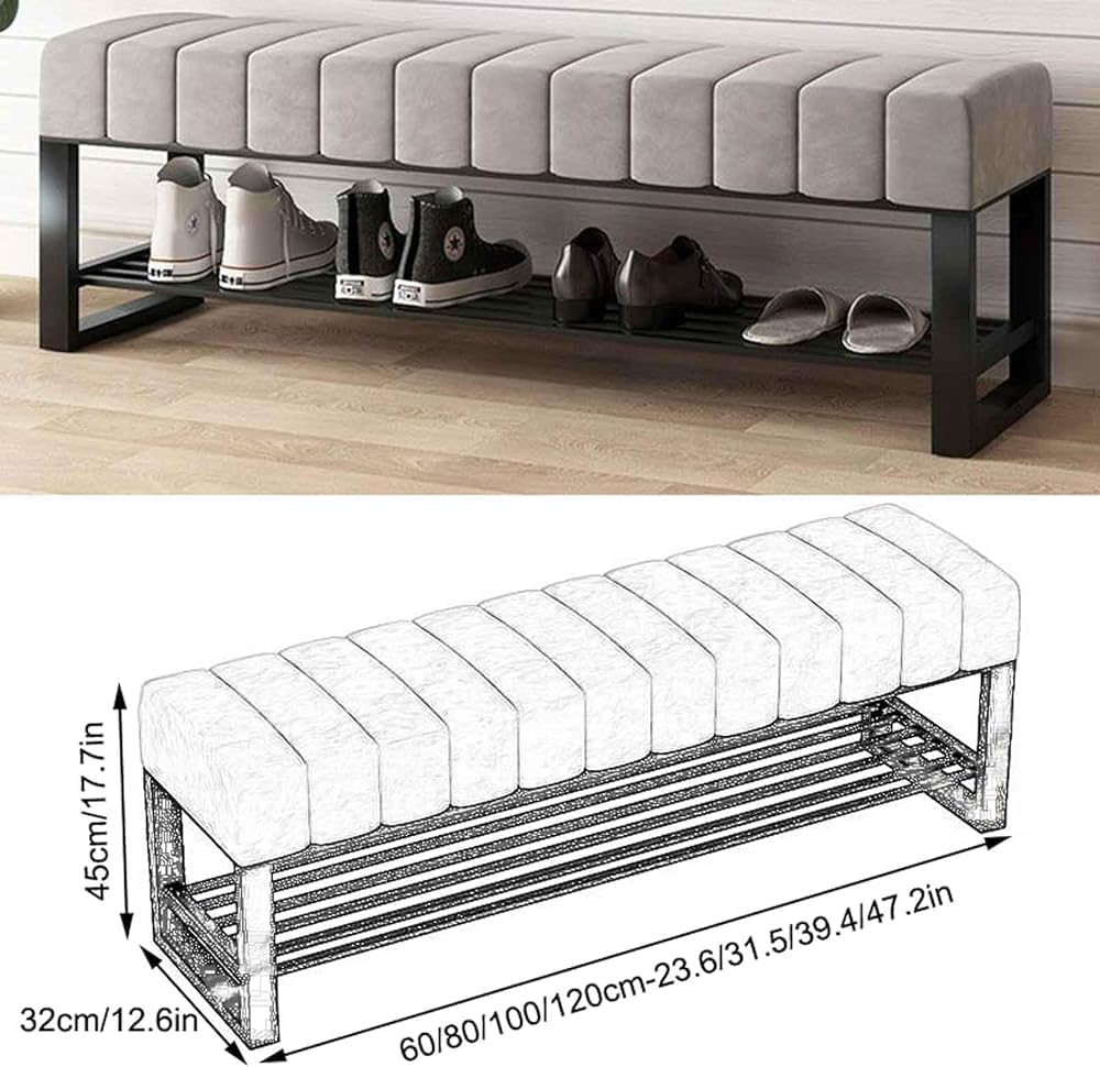 Benches Garden Bench Outdoor Patio Seating Backless Park Chair Lawn Path Slatted Seats,Velvet Upholstered Narrow Entryway Bench with Storage Soft Foot Bench for Living Room or Hallway Grey B