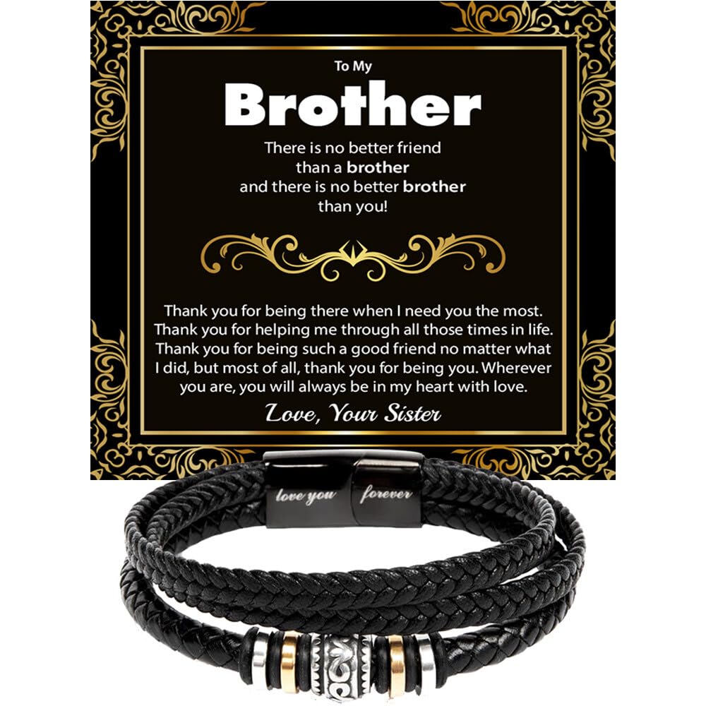 To My Brother Bracelet, Bracelet for Brother from Sister, Gifts from Mom and Dad, Birthday Gift with Message Card and Box