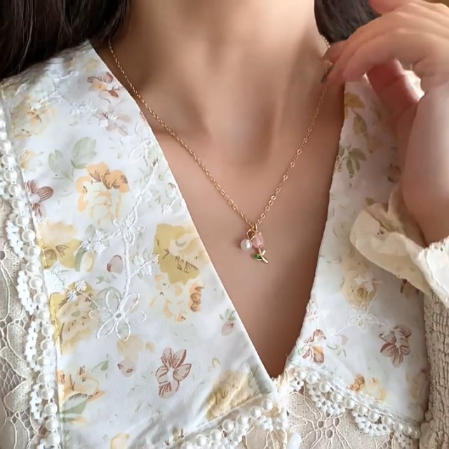 Pendente fiore in oro bianco con zirconi Pendenti