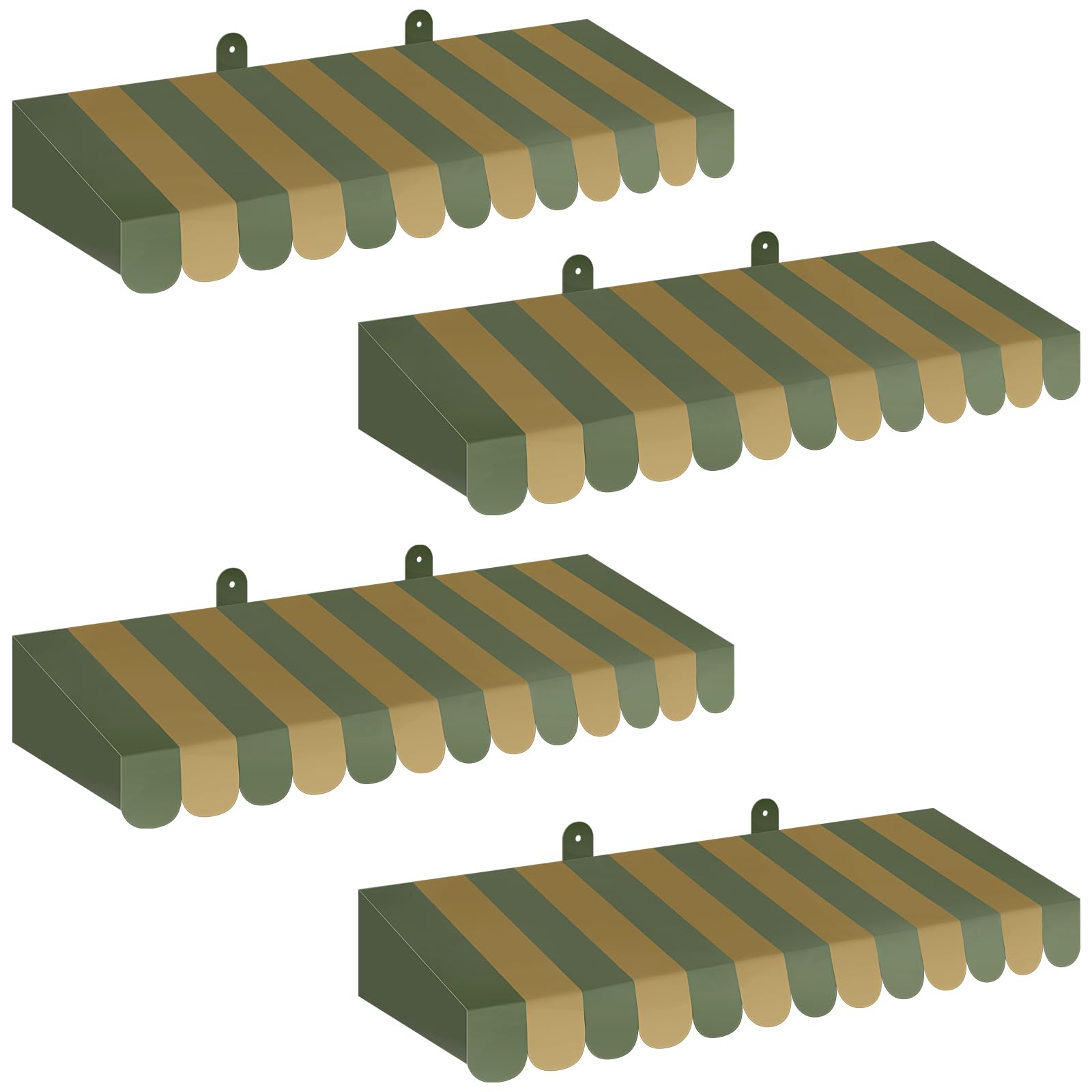 Boao 4 Pcs 3D Cardboard Awning Decor,Green Color,Striped Style