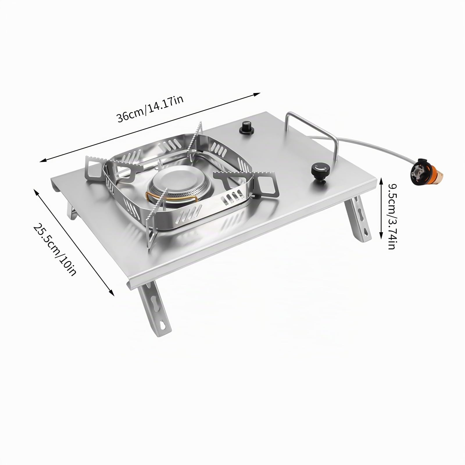 Fornello a gas da campeggio, 2600 W, antivento, pieghevole, portatile, per campeggio, escursionismo, picnic, pesca, attività all'aperto, in acciaio inox e rame, con borsa per il trasporto