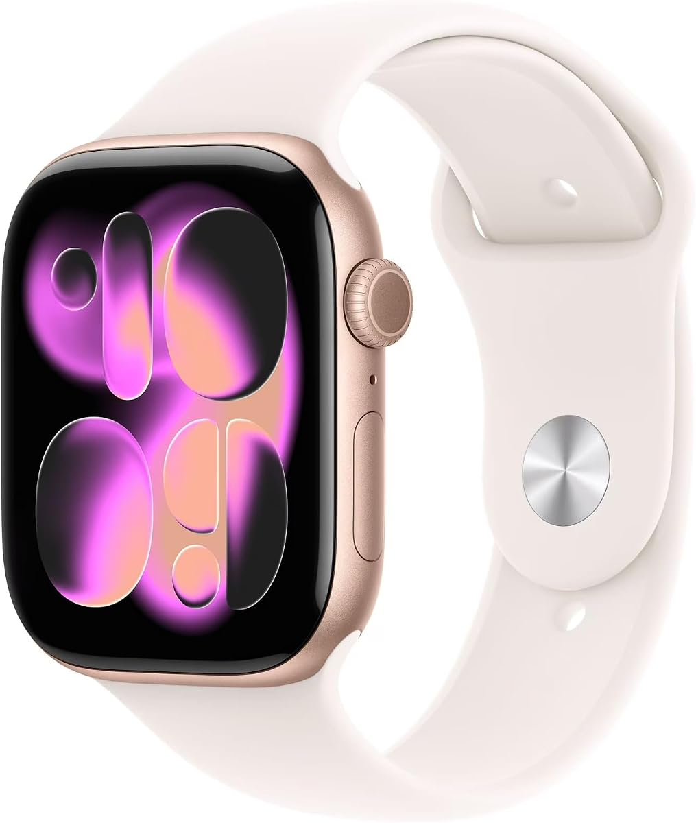 Apple Watch Series 11 [GPS + Cellular 42 mm] Reloj inteligente con caja de aluminio en oro rosa y correa deportiva en color rubor claro - S/M (Renovado Premium)