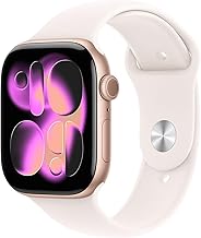 Apple Watch Series 11 [GPS + Cellular 42mm] Smartwatch with Rose Gold Aluminum Case w Light Blush Sport Band - S/M (Renewed Premium)