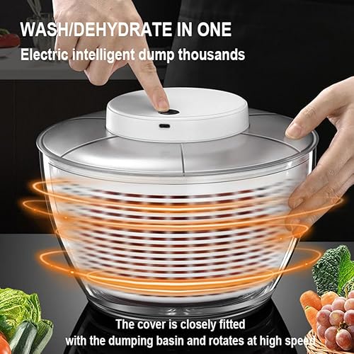 Miniatura 2 de JCAKES Hilandero de lechuga Spinners de ensalada Deshidratador de verduras eléctrico de limpieza rápida Secador de frutas y verduras Separación seca