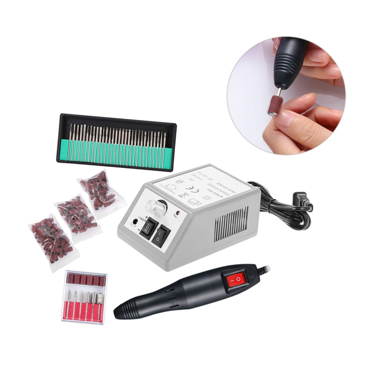 Macchina per Unghie Elettrica Set 20000rpm Plastico Metallo
