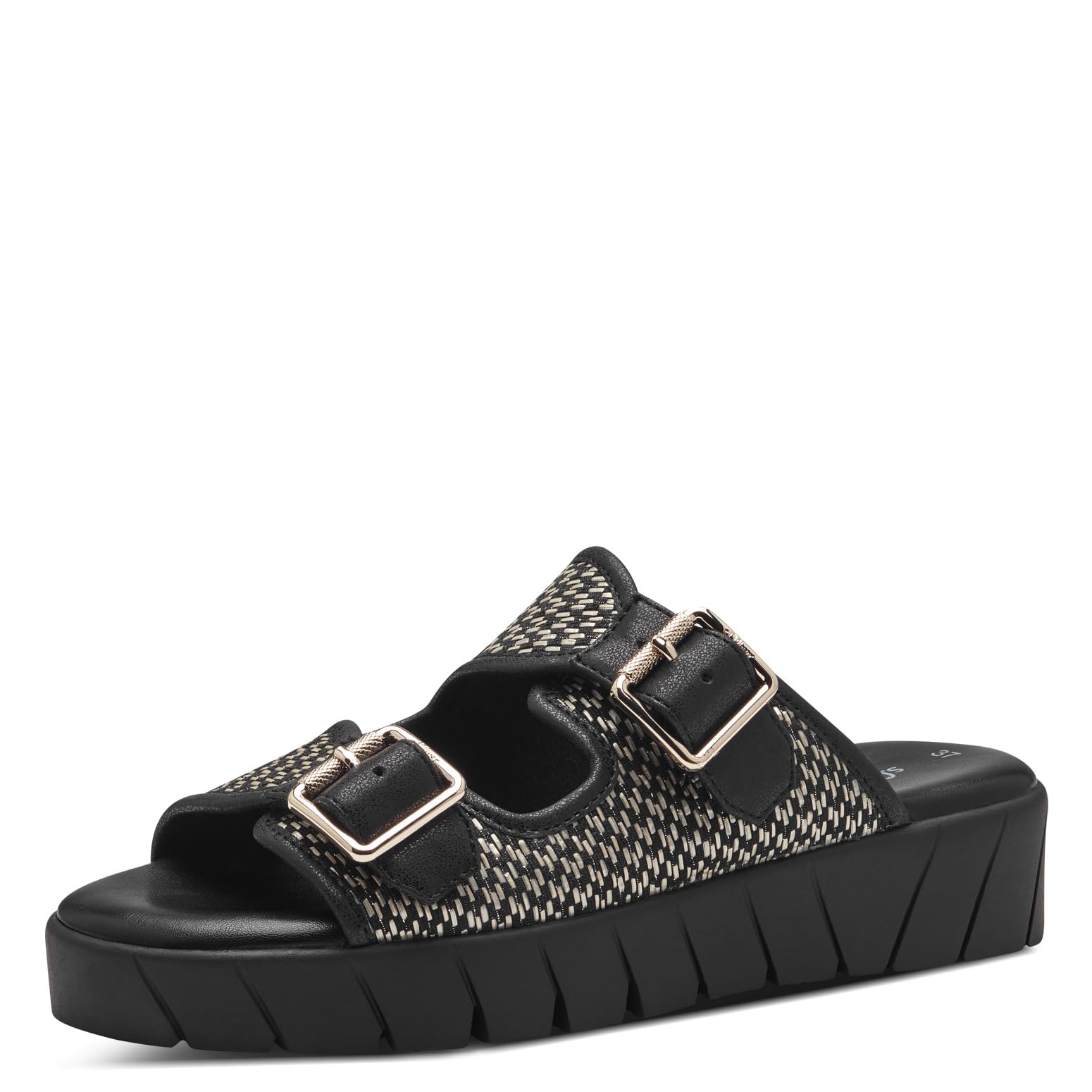 s.Oliver Ladies Chunky Sole Buckle Mules, Black (Black Comb), 5 UK