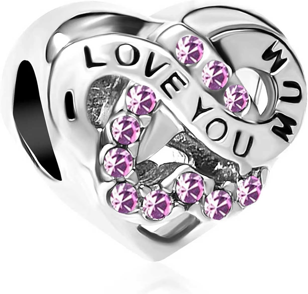 MiniJewelryMum Love Heart Charms fit Pandora Moments Bracelets Birthday Birthstones Mother Mommy Daughter Mothers Day Birthday