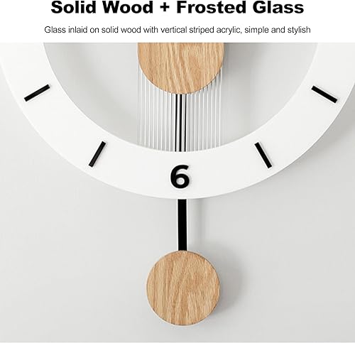 Miniatura 4 de Ergocar Reloj oscilante de madera, reloj colgante de madera con números romanos, adecuado para sala de estar, cocina, dormitorio, oficina