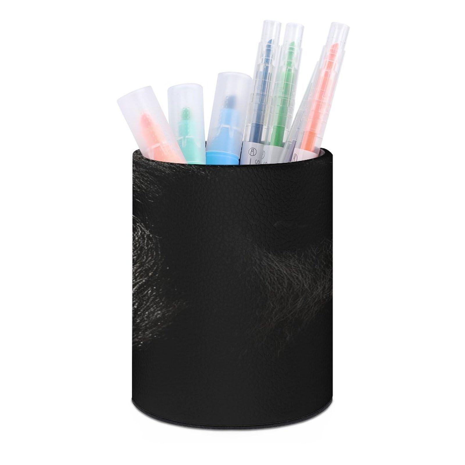 VstaDank AN Gorilla Pen Holder for Adults Round Pen Holder PU Leather Pencil Holder Desk Organizer Holder for Office Decoration Desk