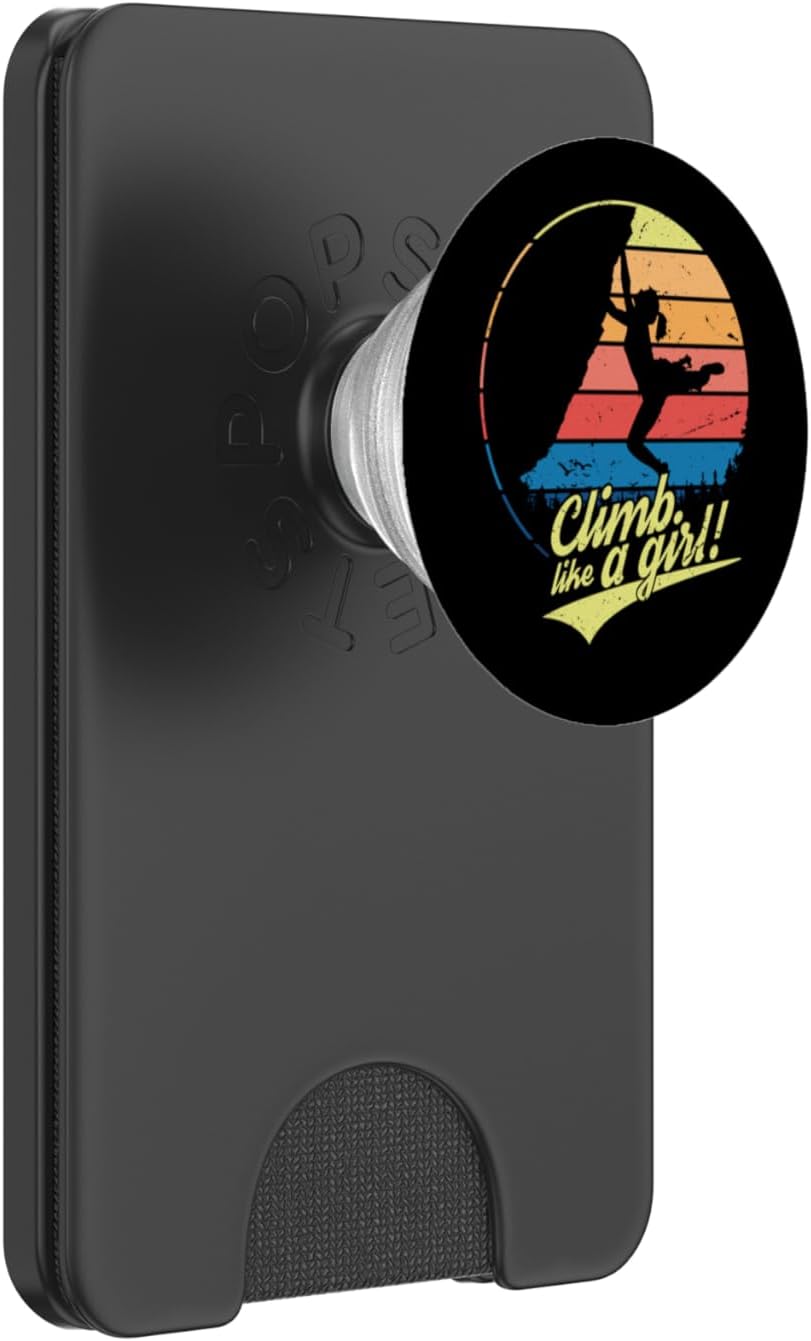 Climb Like a Girl Retro Rock Climbing Motivation PopSockets PopWallet for MagSafe