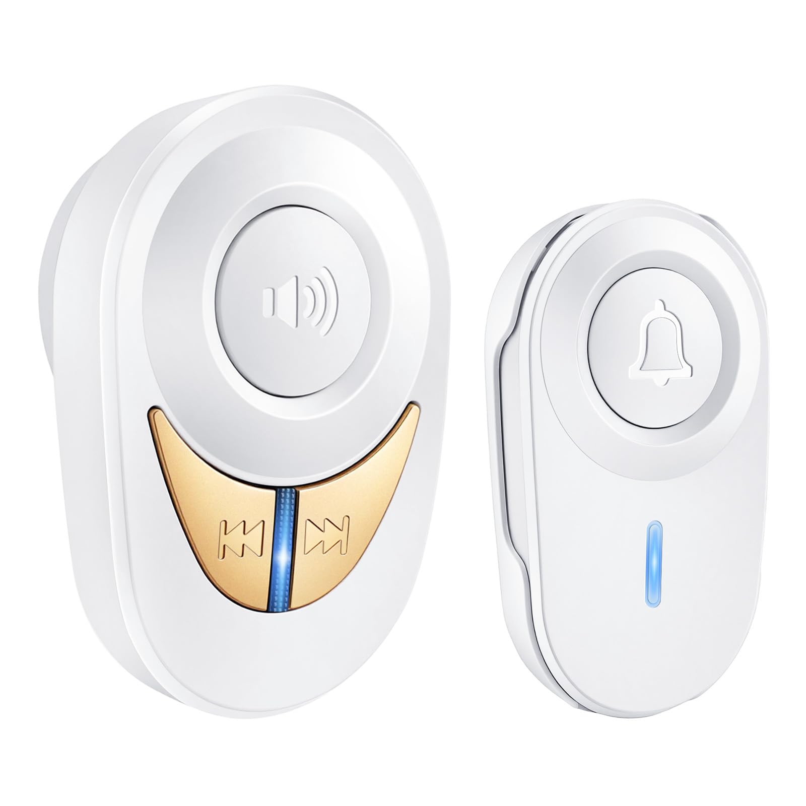 Wireless Doorbell,Classroom Doorbell with 48 Chimes 5 Volume Levels Metal Horn,1600FT Range Consumption Wireless Doorbells for Home,Low Power 5-Year Battery Doorbell,White