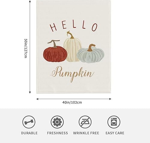 Miniatura 4 de Manta de calabaza para otoño y Acción de Gracias, cama de granja de 40 x 50 pulgadas, suave, ligera, esponjosa y cálida para sofá y todas las