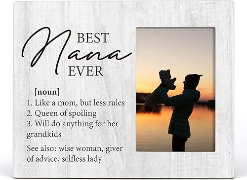 Miniatura 2 de Zauly Marco de fotos de madera con definición de Nana, idea de regalo para cumpleaños, día de la madre, Navidad, montaje en mesa y pared, fotos de 4