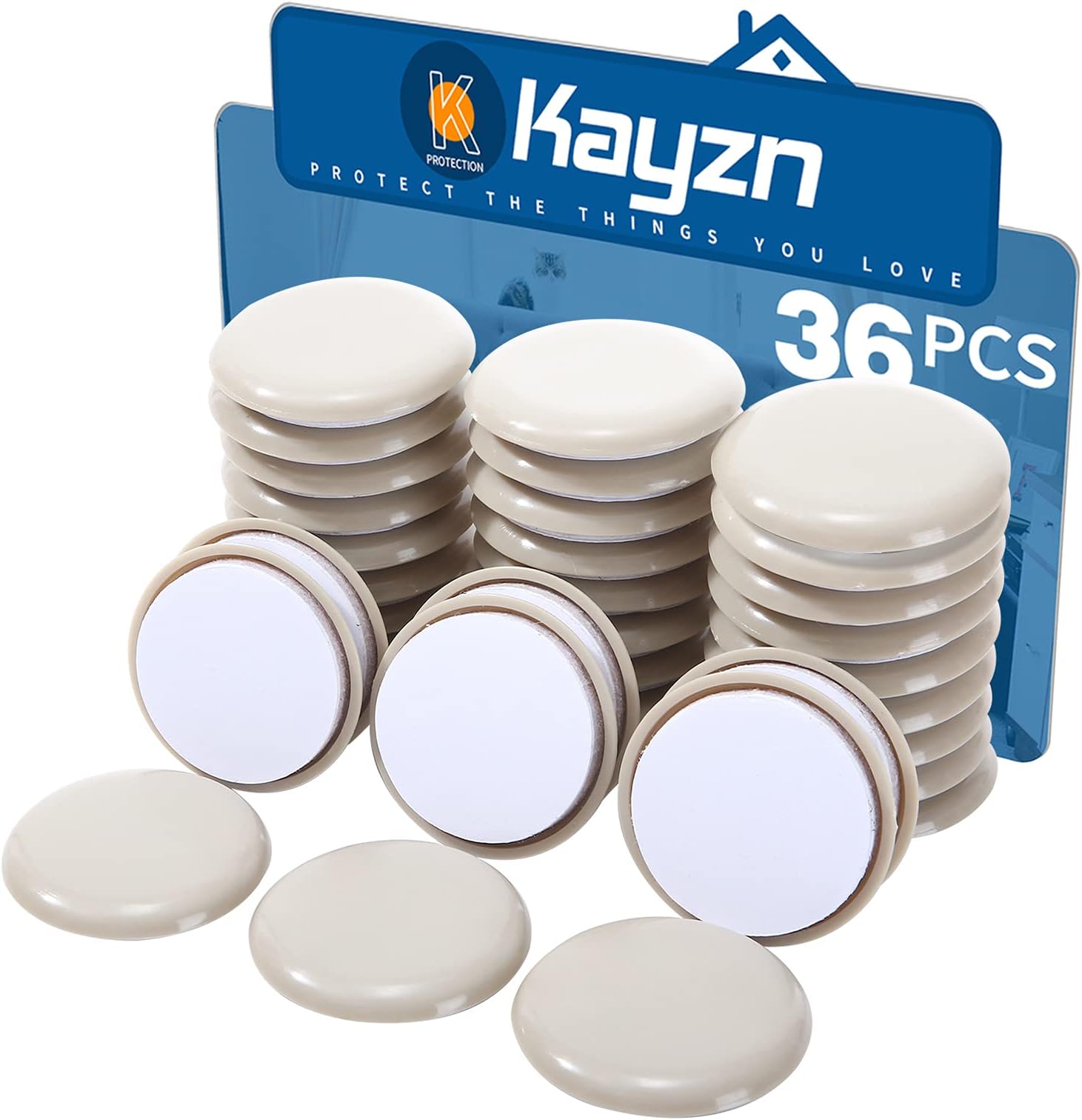 Self-Adhesive Furniture Sliders for Carpets, Furniture Moving Pads (36Pcs) 1-3/4" Furniture Mover Glides, Self Sticks Carpet Furniture Carrier-Move Any Item Quickly and Easily!
