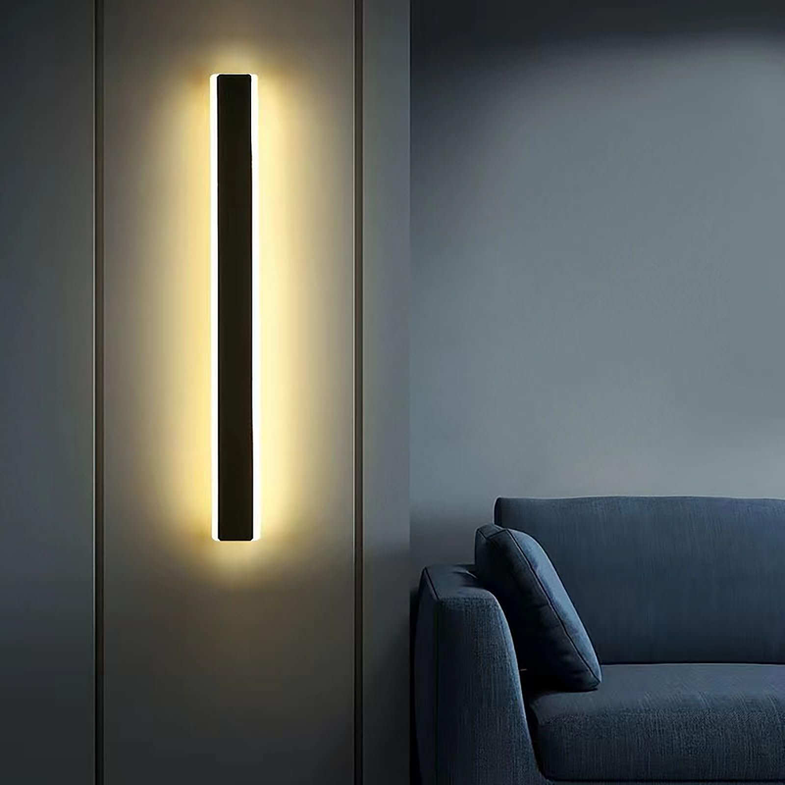 Dimmbare LED Wandlampe mit Fernbedienung Wandleuchte Modern Dimmbar Smart Wandlampe für Treppenhaus Wohnzimmer Schlafzimmer Treppen usw Warmweiß Kaltweiß Neutralweiß (2700K-6500K) (Schwarz,200CM)