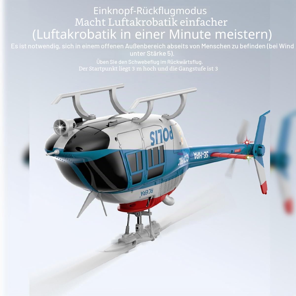 C138PRO 1/33 Modell RC-Hubschrauber - Bell 206 2,4G 6CH flybarless Einzelrotor-Fernsteuerungsmodell, Flugmodus mit Ein-Knopf-Umkehrfunktion, Ready-to-Fly (RTF) für Erwachsene und Fortgeschrittene