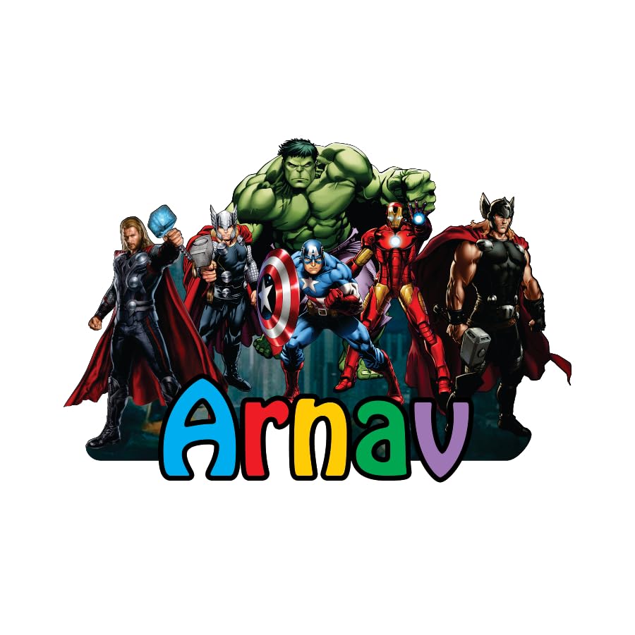 The Magical Gift Custom Superhero MDF Name Cutout ? Avengers Theme Personalized Wall Nameplate for Kids Room Decoration Birthday Gift