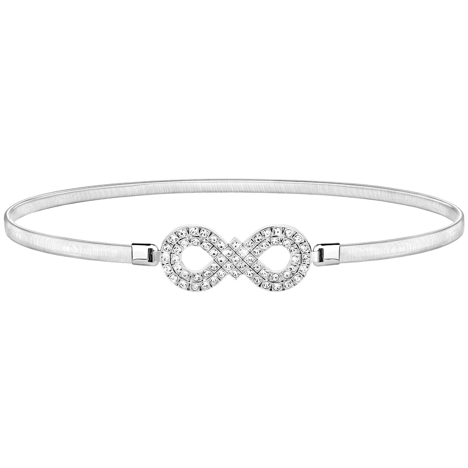 Silber Taillengürtel für Damen, Schmaler Stretch Kettengürtel Glitzergürtel für Kleid Hochzeiten Partys formelle Anlässe