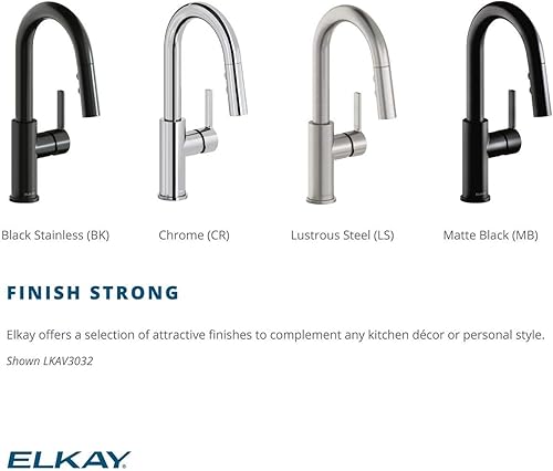 Miniatura 6 de Elkay Avado - Grifo de barra de un solo orificio con pulverizador desplegable y mango de palanca, acero inoxidable negro