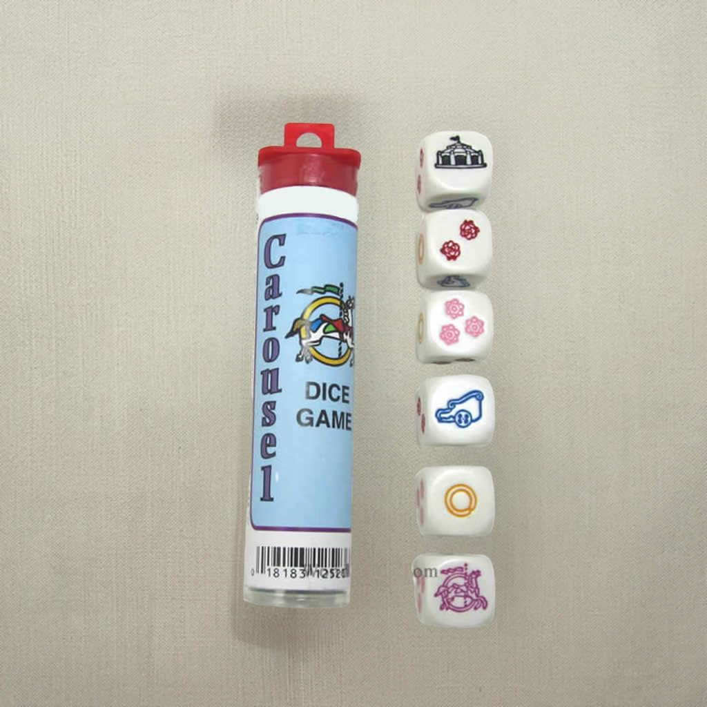 Carousel Dice Game White Opaque D6 18mm (23/32in) Koplow Games