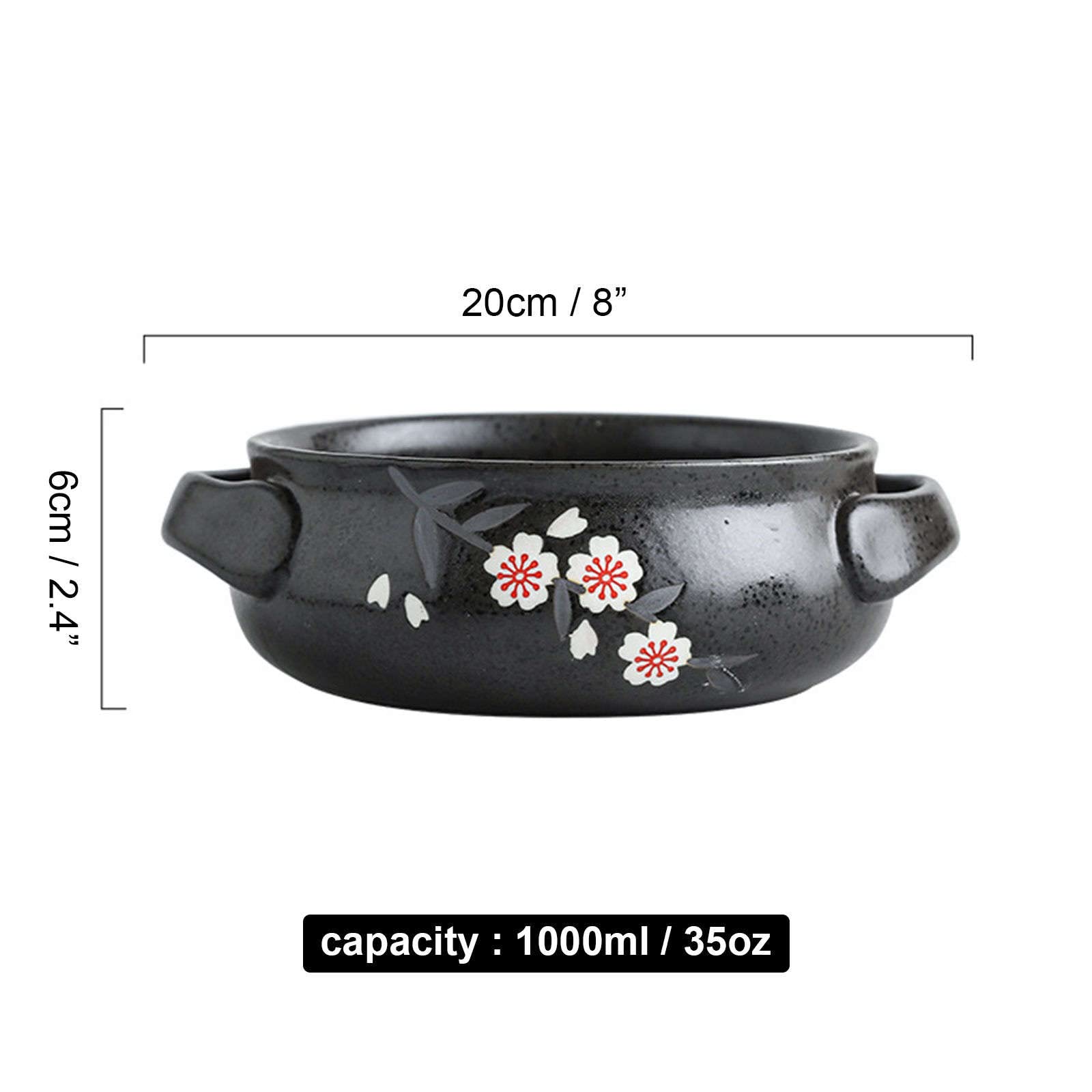 Cuenco para ensalada, cuencos para sopa, cuenco de cerámica con asa, cuenco de ramen de cerámica, cuencos Pho grandes, cuenco de sopa apto para microondas, cuenco de fideos Udon-conejo-23x20x7cm, 80