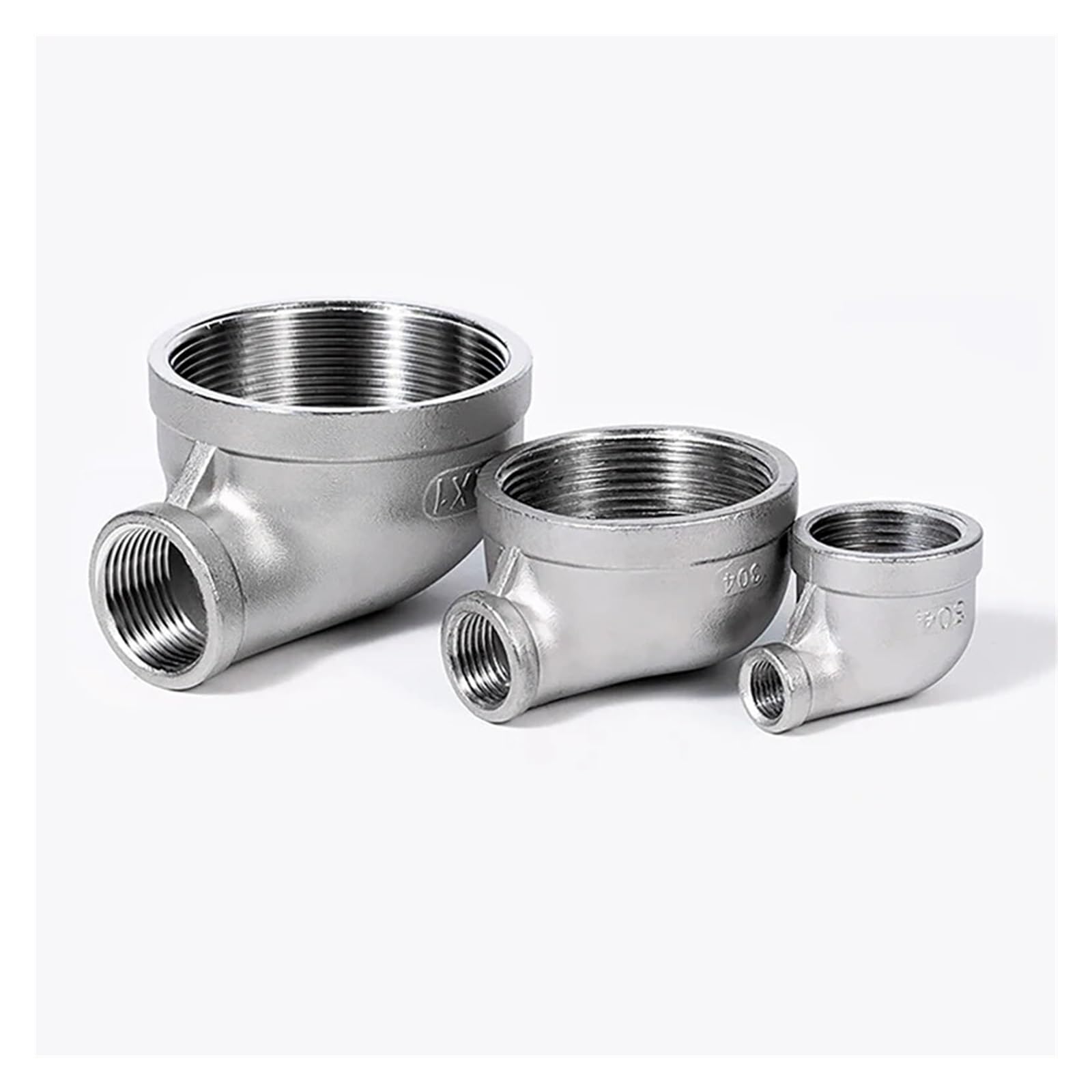 AARTERZZA 1PC 2" to 1-1/2" BSP Female Thread Reducer 90 Degree Elbow 304 Stainless Steel Angled Plumbing Adapter