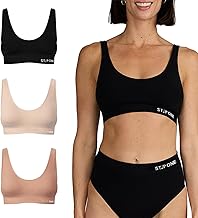 STEP ONE Smoothfit Bra. 3 Pack. Ultra-Soft Women's Everyday Bra, Lifts & Supports and Feels Invisible on, Breathable Bamboo Moisture Wicking with Removable Cups