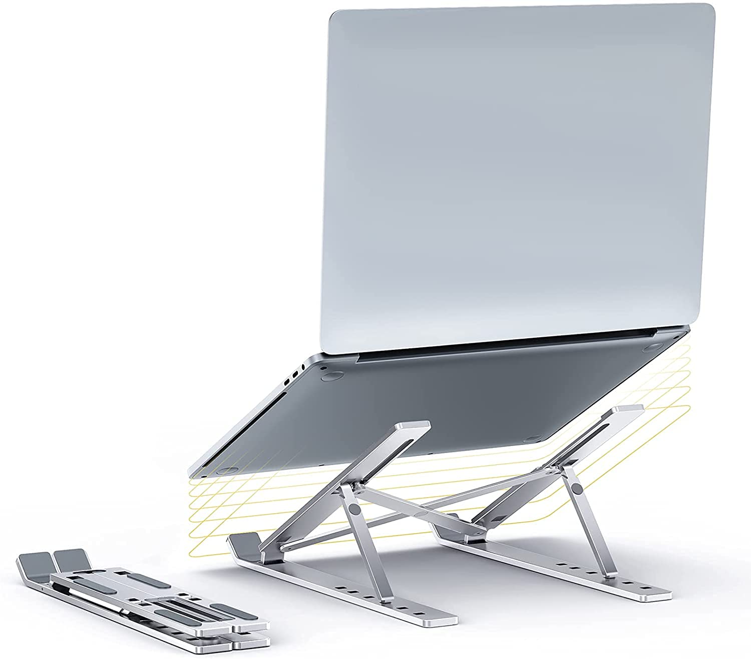 AMBLICAMBLIC Laptop Stand Holder Adjustable Aluminium Foldable Portable 7 Angles Anti-Slip Laptop Riser Comuter Laptop Holder Stand for Bed/Desk/Table/Office/Travelling/Home, Compatible with All Laptop's