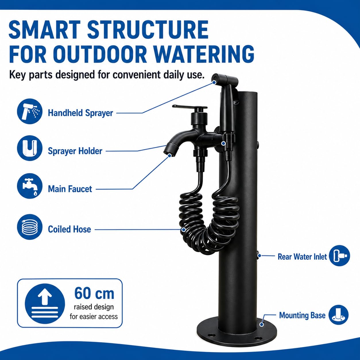 TsoLay Columna De Agua para Jardín Vertical Exterior, Hidrante Vertical A Prueba De Heladas con Grifo Y Pistola Rociadora, Tubería De Ppr con Aislamiento De Algodón Anticongelante, Extensor De Grifo