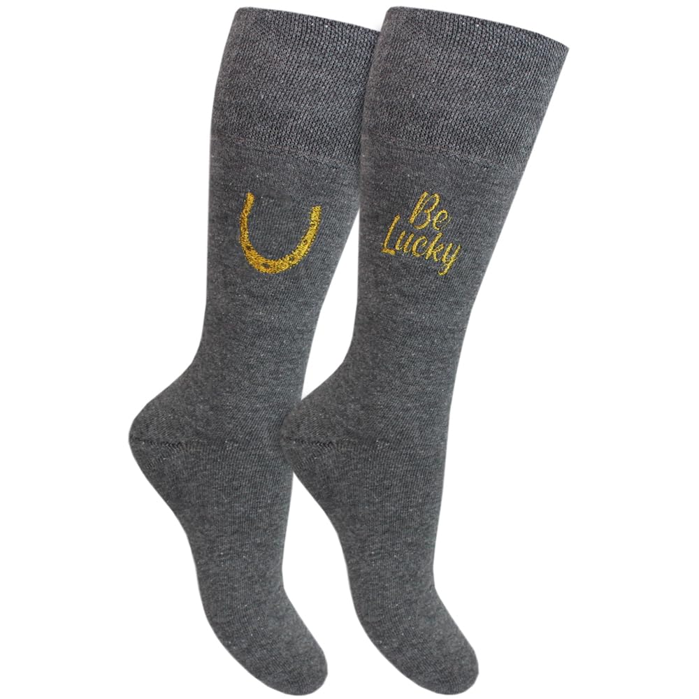 Teddyt's Men's Grey Personalised Initials & Lucky Horse Shoe Socks Gift Set (2 Pair Pack) (As8, Numeric, Numeric_6, Numeric_11, Regular, Regular, )