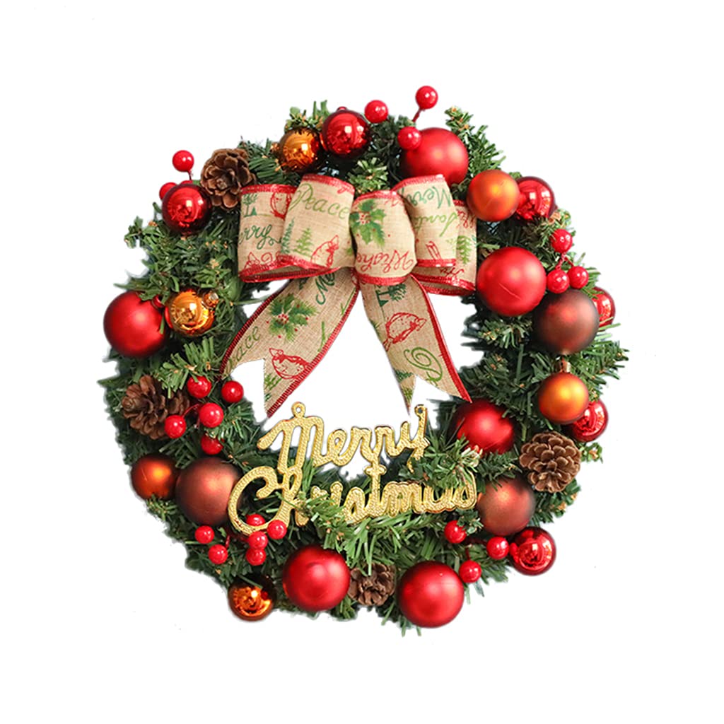 Guirlande de Noël rouge avec étoile à cinq branches et baies pour décoration maison