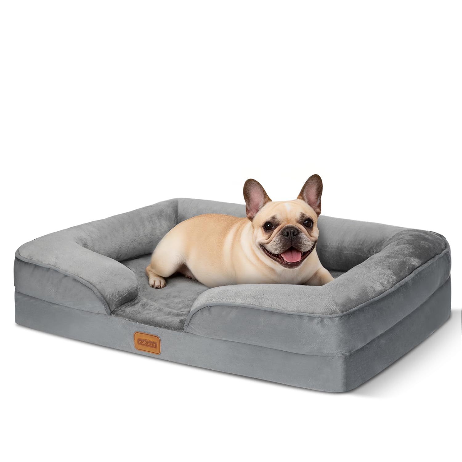 Nobleza Cama-Sofá Ortopédica para Perros Medianos, con Espuma Viscoelástica, Lavable e Impermeable, 71 * 58 * 17cm, Gris
