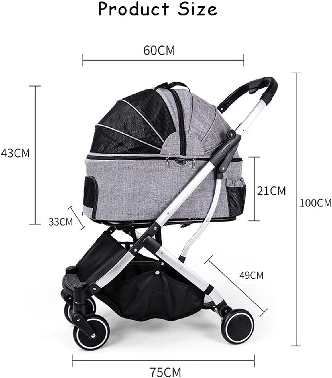 Premium Wózki Dla Psów Ulepszony Wózek Dla Psa Kota Wózek Dla Psa Buggy Z Kołami Odczepiane Wózki Dziecięce Wózki Dziecięce Obciążenie 20kg (Color : Black)