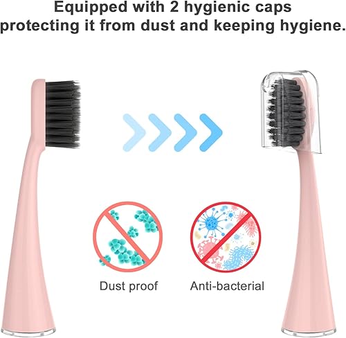 Miniatura 6 de Cabezales de repuesto para cepillo de dientes eléctrico Burst para adultos con tapas de cubierta de polvo, cerdas de carbón suave para limpieza