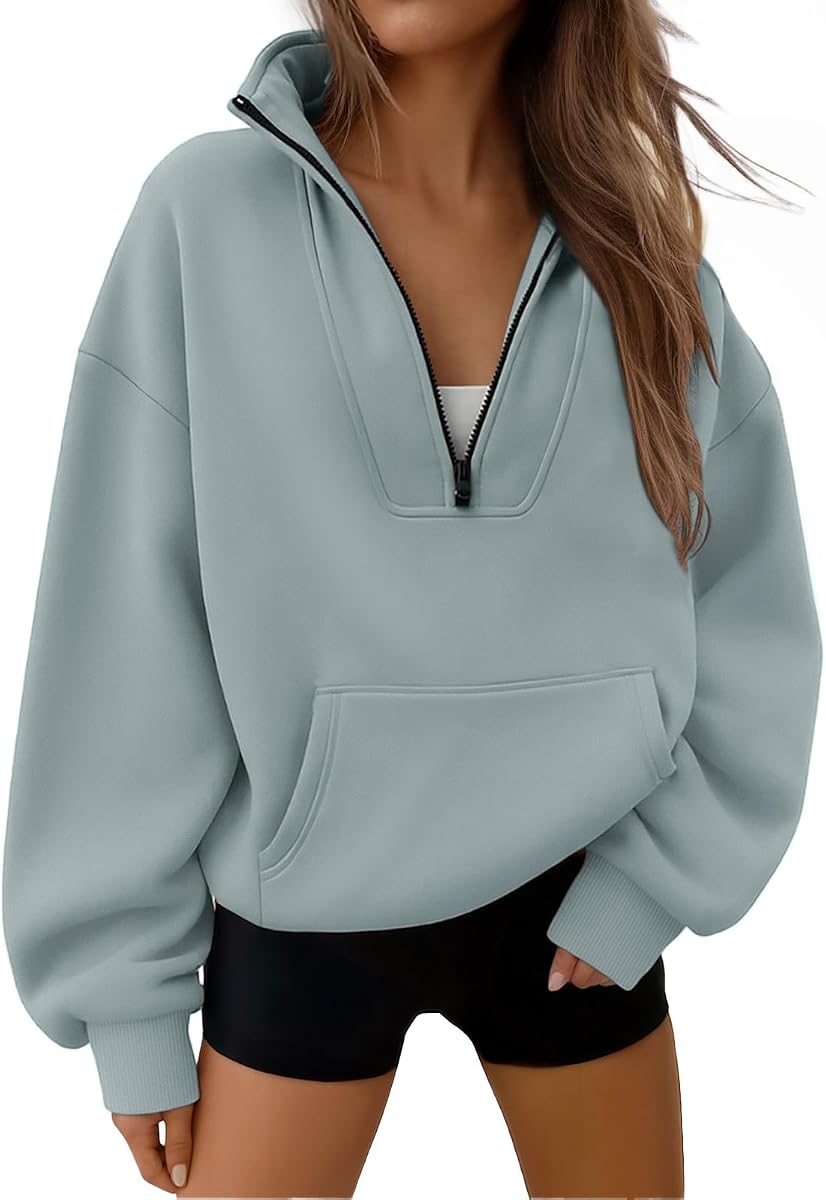 Sudaderas Queen de moda para mujer con capucha y cuarto de media cremallera | Chaquetas de entrenamiento de forro polar con cuello simulado, básicos de otoño 2026, linda ropa de viaje, trajes de regreso a casa para la escuela