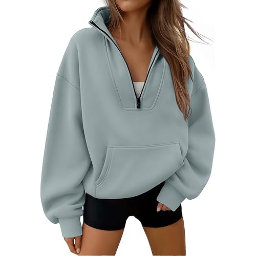 Trendy Queen Womens Sweatshirts Quarter Half Zip Pullover Oversized Hoodies Fall Fashion 2025 Winter Fleece Jackets Sweaters