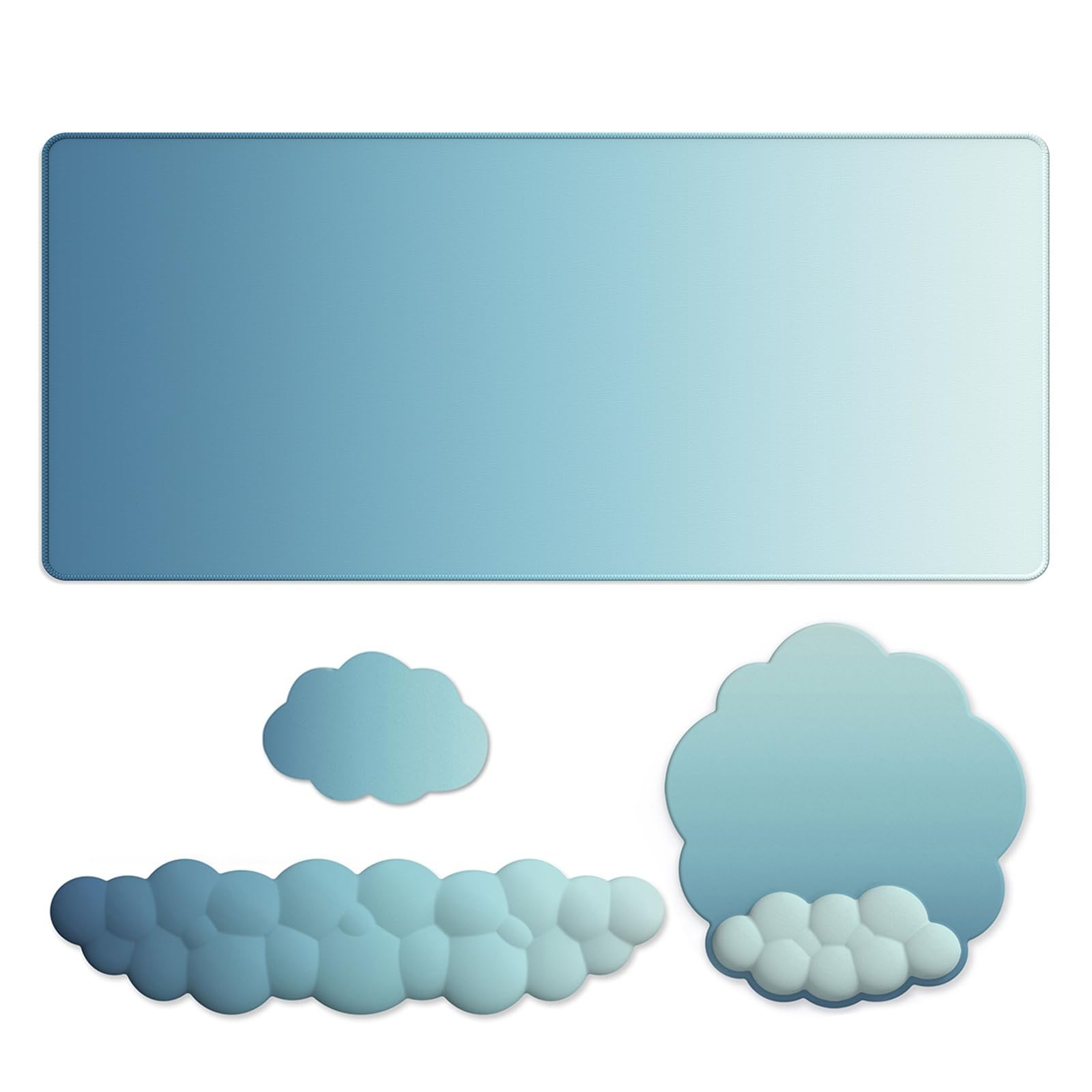 Tappetino Mouse Con Poggiapolsi Set poggiapolsi in memory foam Cloud | Supporto for tastiera e mouse, laptop antiscivolo for casa e ufficio(3 in 1 set7)