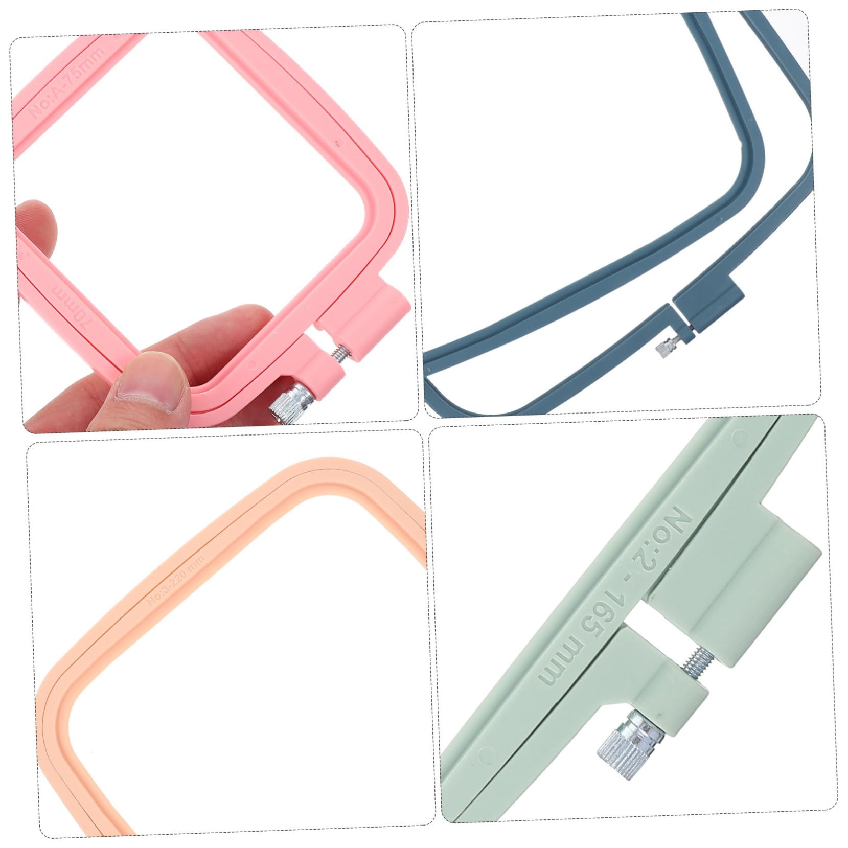 Cercles à Broder Carrés en Plastique, Lot de 5 pour Point de Croix
