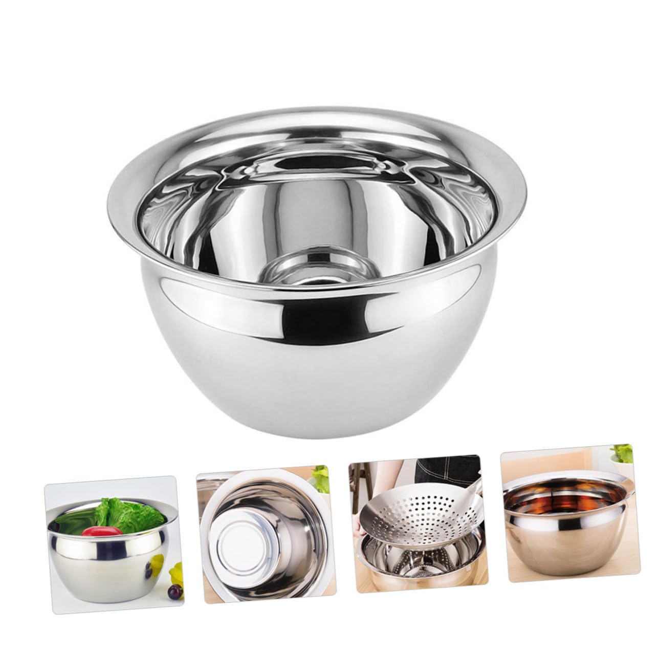 Tazón para Mezclar de Acero Inoxidable 304 sin Rebabas, Cuenco Espesado Multifuncional para Batir Huevos y Almacenar Alimentos en Cocina