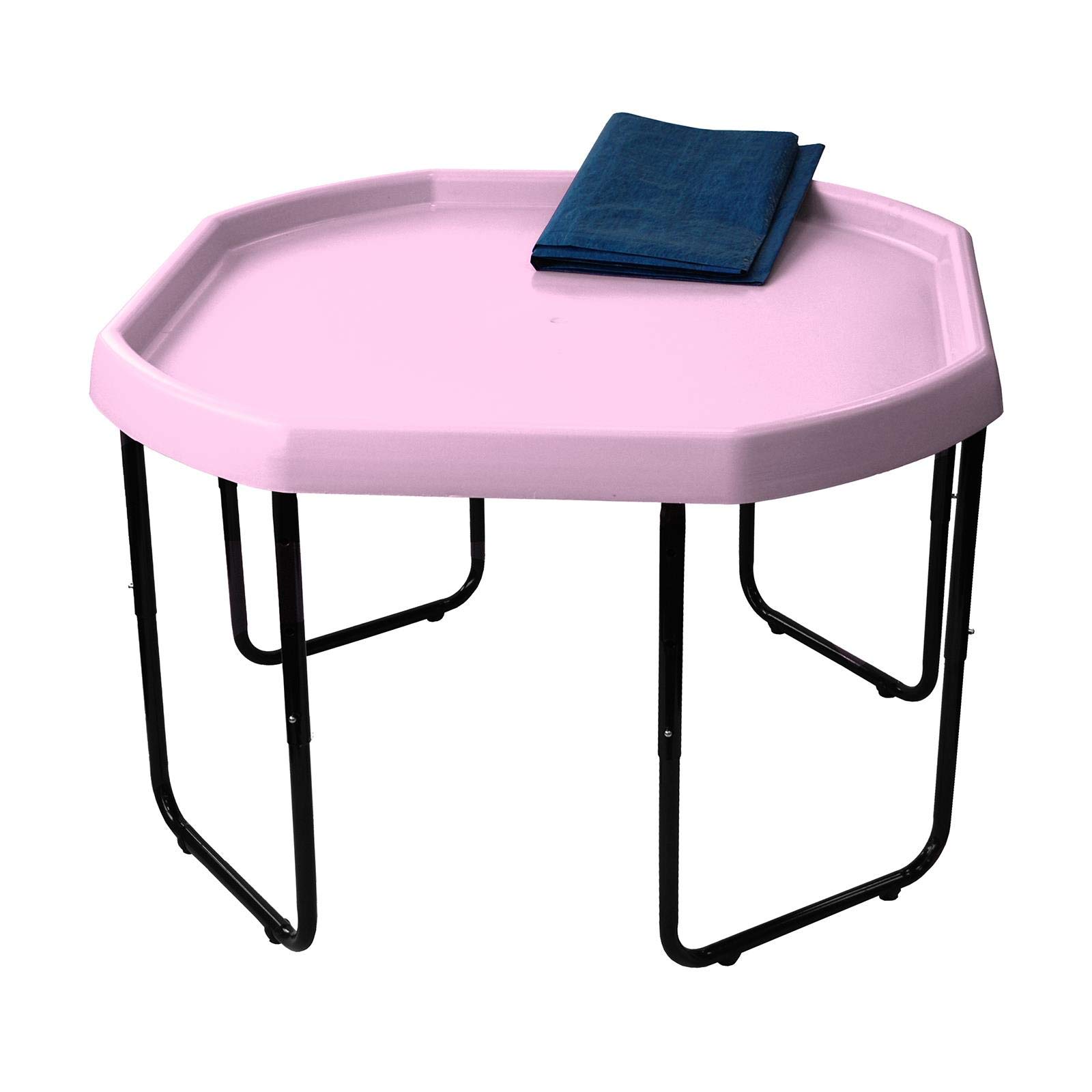 Children's Large Plastic Sand & Water Mixing Play Tray - BABY PINK - 100cm x 100cm with 3 Tier Height Adjustable Stand and Protective Cover Sheet.