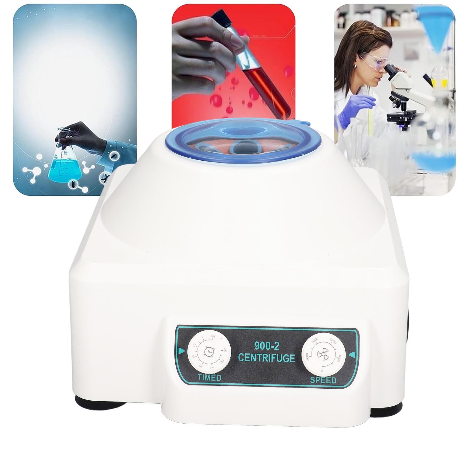 Mini Máquina Centrífuga, 300 a 4000RPM Centrífuga de Sobremesa de Laboratorio, Centrífuga Eléctrica Portátil de Bajo Ruido para Sangre, Plasma (Enchufe europeo 220V)