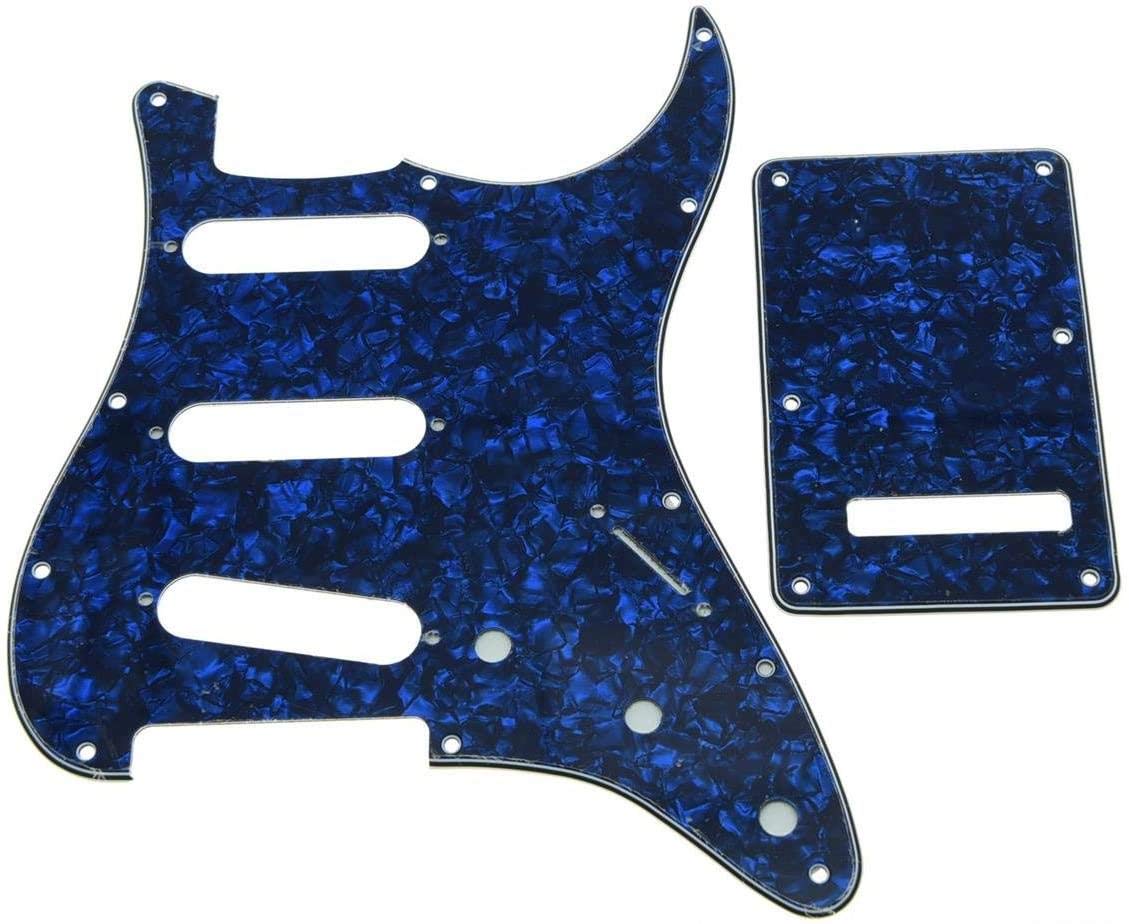 Dopro 11 Hole Strat SSS Pickguard ST Back Plate Trem Cover for USA/Mexican FD Strat Blue Pearl