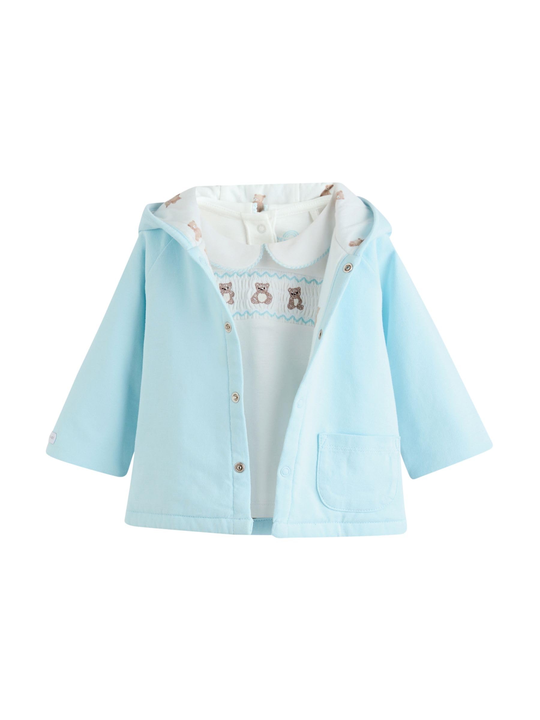 NEXT Bebés niño Conjunto de 3 piezas de punto con chaqueta, body y leggings para bebé
