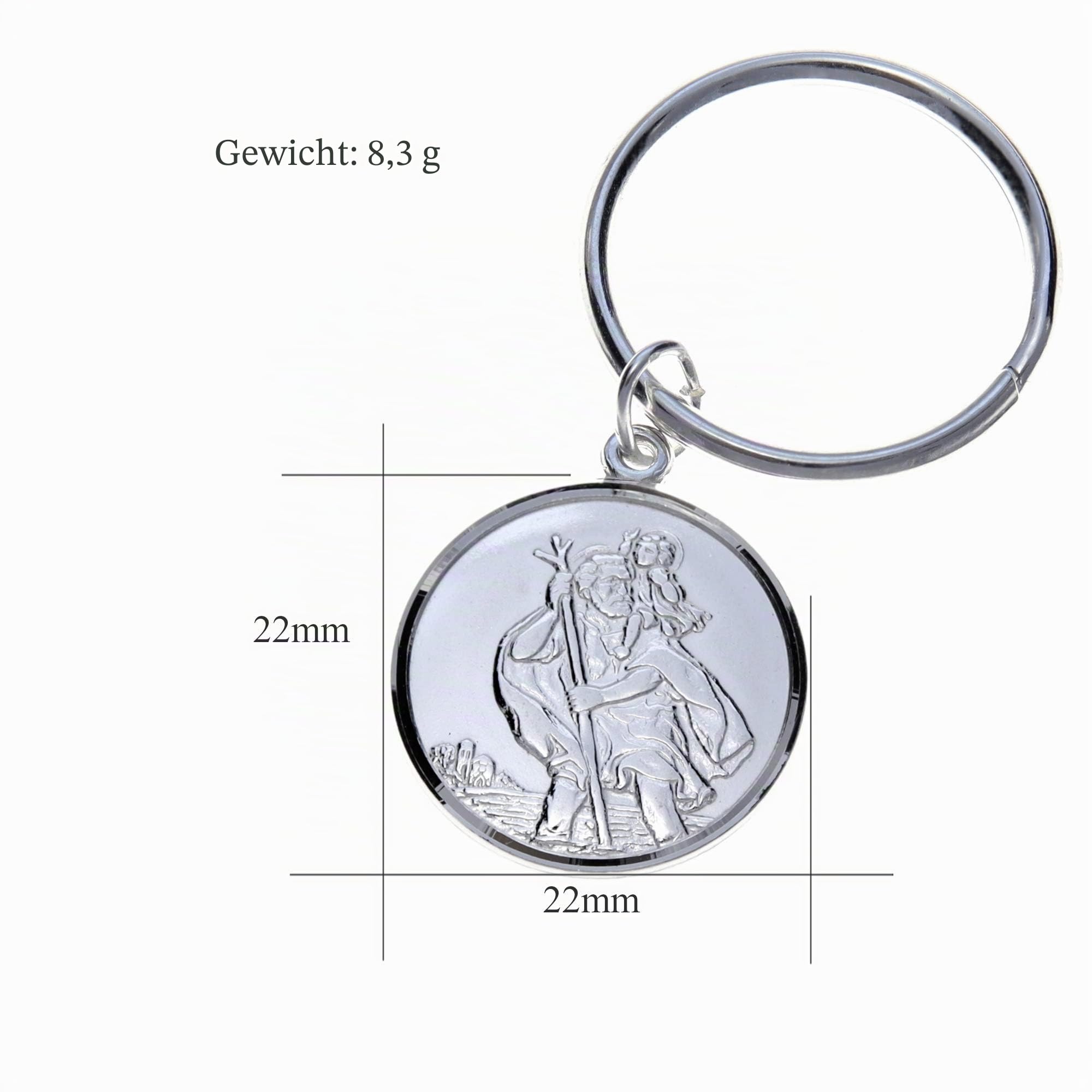 Alexander Castle Reversibel Solide 925 Sterlingsilber Heiliger Christophorus Schlüsselanhänger für Herren - 22mm Autoschlüsselanhänger Schlüsselanhänger mit Schmuck Geschenkbox