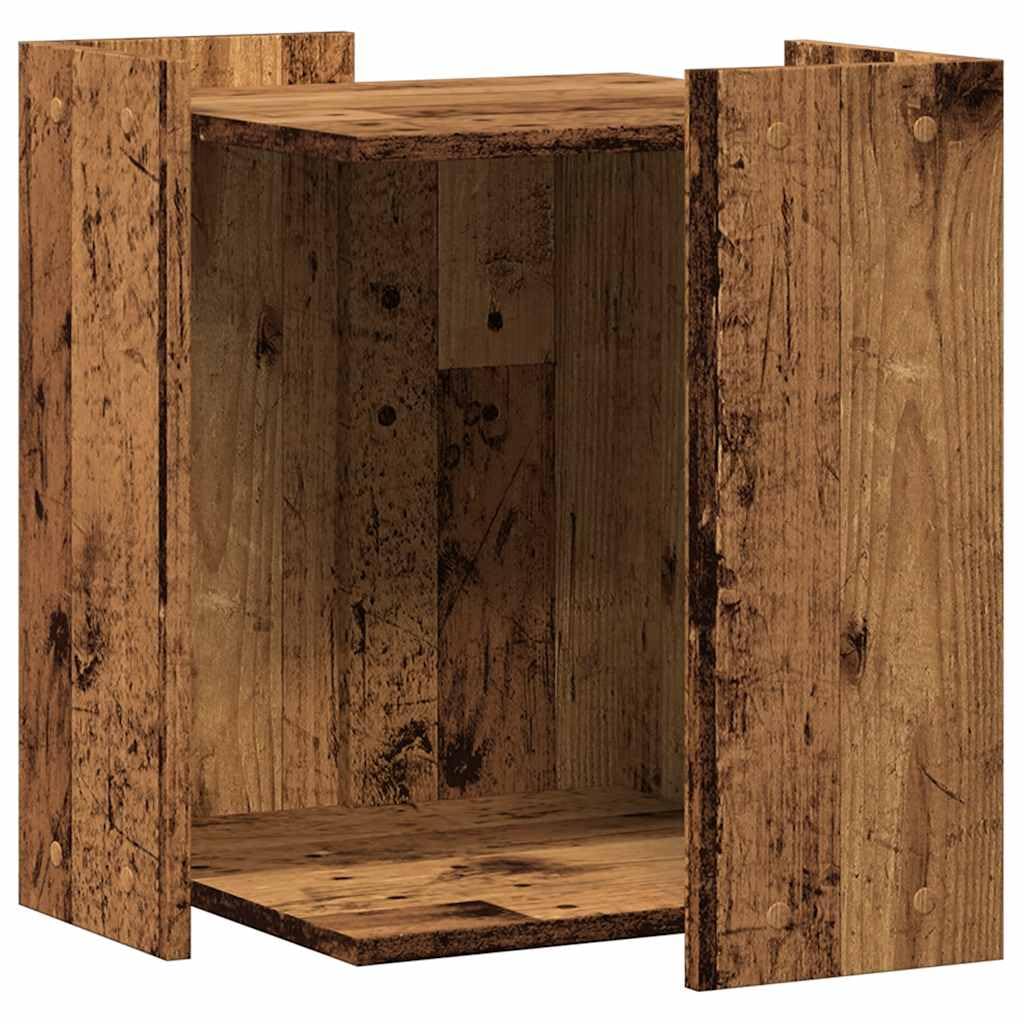Katzenklo-Möbel Katzenschrank, Katzenhaus in Altholz-Optik, Katzenhöhle und Beistelltisch aus Holzwerkstoff für Katzenklo oder Katzenbett, 42 x 42 x 51 cm