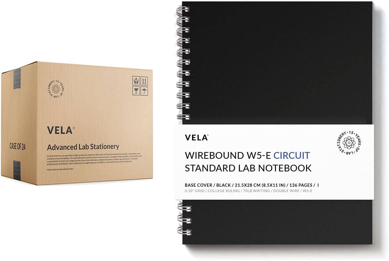 Vela Sciences W5 Wirebound Lab Notebook, 8.5 x 11 in (21.5