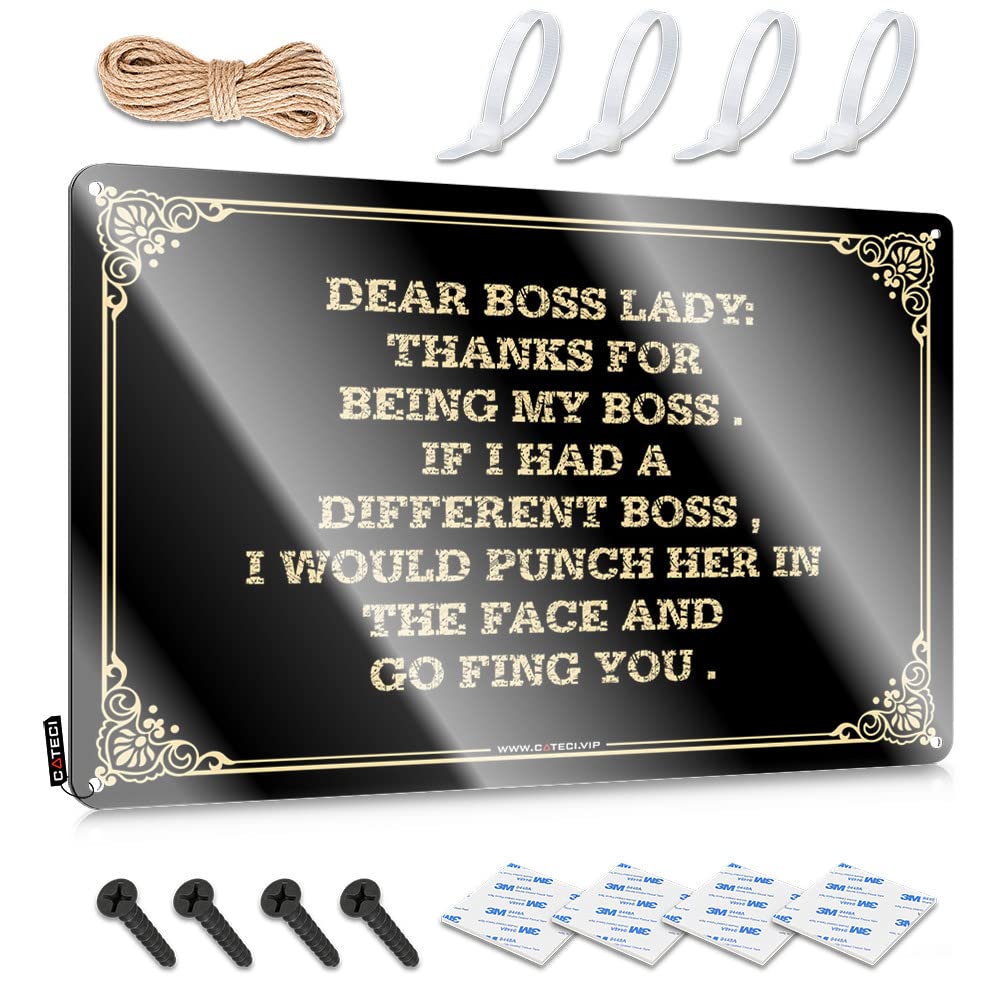 MWFKKADDB Room Accessories For Teen Boys Dear Boss Lady：Thanks For Being My If I Had A Different, Would Punch Her In The Face And Go Fing You Tin Sign Funny Alcohol Signs Signs For Man Cave(30X40CM)